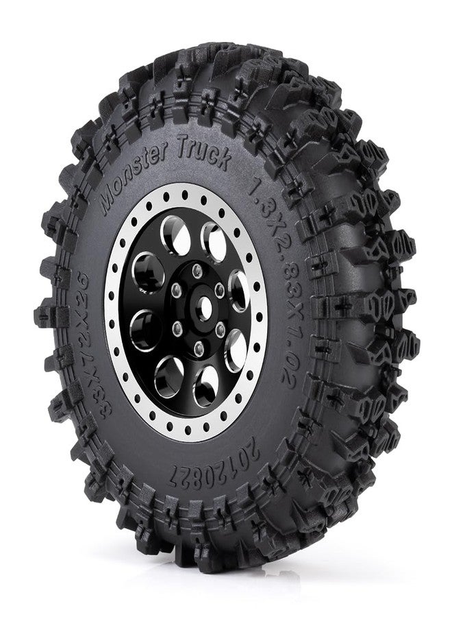 MORLORDY 1.3" Wheel Tires Set - 72mm Soft Sticky Tires and Aluminum Wheel for 1/18 TRX4M 1/24 Axial SCX24 Gladiator Bronco C10 JLU Deadbolt RC Crawler Car (Black) - Image 3